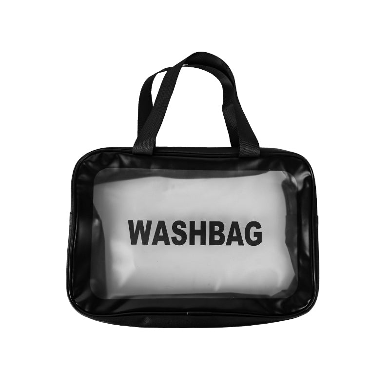 3 Size Clear Travel Wash Bag Set Cosmetic Toiletry Transparent Wash Pouch - Black