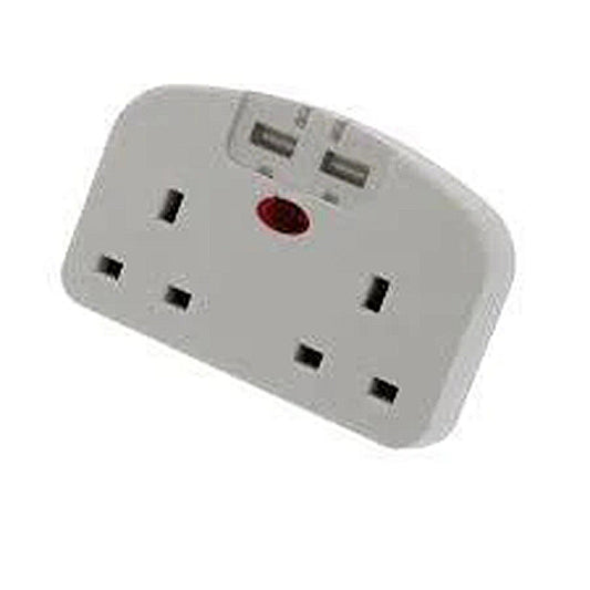European Travel Adapter Plug UK 3 Pin Converter to EU 2 Pin Mains Switch Extension 2 Sockets