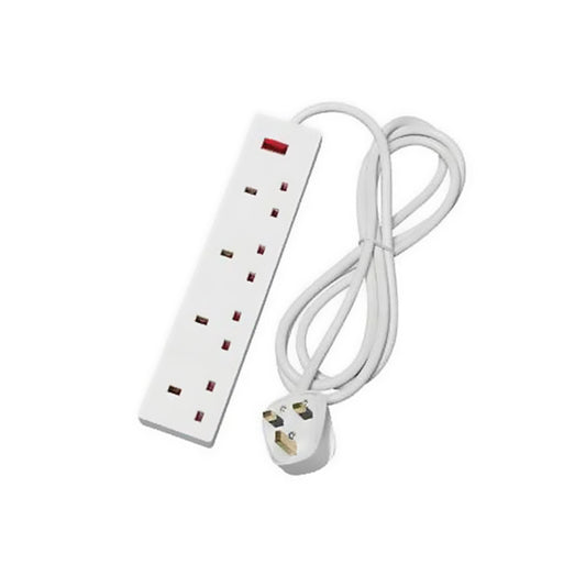 2m 4 Way Gang Single Socket Mains Power Extension Lead UK 3Pin Plug UK Socket Power Mains Plug