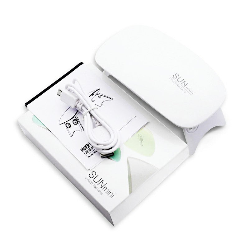 6W Portable Mini USB UV LED 45s/60s Timer Nail Lamp Dryer Nail Lamp Machine - White