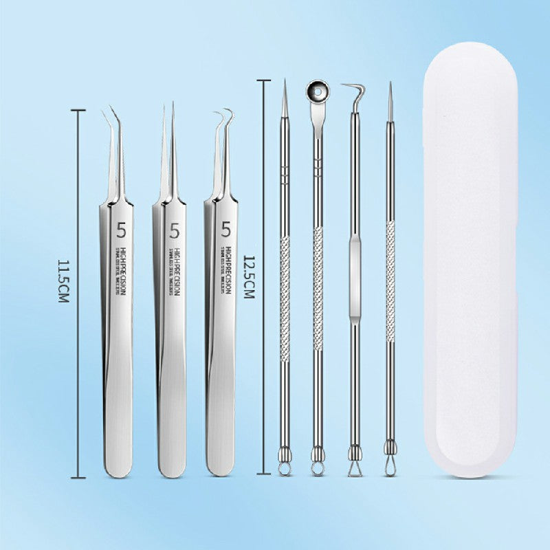 Ultra-fine Cell Pimples Blackhead Clip and Tweezers Artifact Acne Needle Set