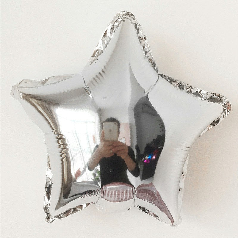 18 inch Plain Coloured Star Foil Balloons Party Wedding Home Decor 5 pcs - Silver