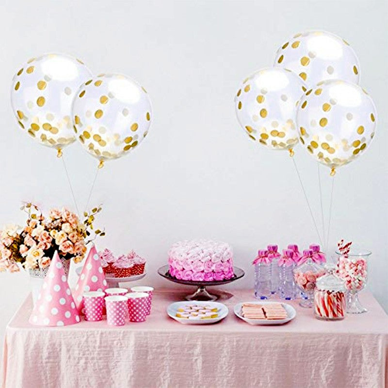 Bunting Banner and Foil Latex Confetti Round Sequins Balloon for Party - Pink