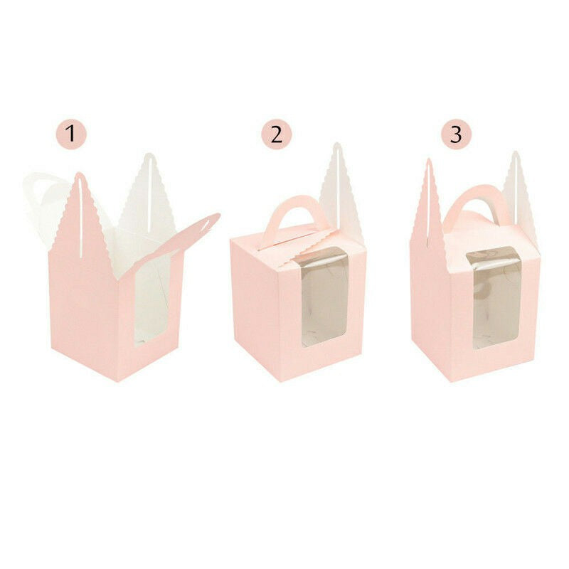 20pcs Wedding Candy Box Single Cupcake Muffin Fairy Cake Boxes with Clear Windows - Green