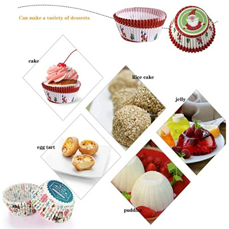 100 pcs Christmas Mini Cupcake Liners Colorful Paper Ideal for Holidays and Parties - Santa Claus