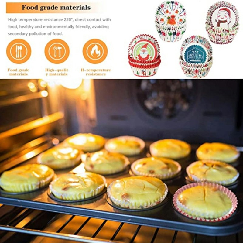 100 pcs Christmas Mini Cupcake Liners Colorful Paper Ideal for Holidays and Parties - Santa Claus