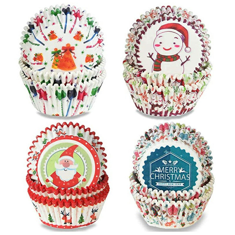 100 pcs Christmas Mini Cupcake Liners Colorful Paper Ideal for Holidays and Parties - Santa Claus