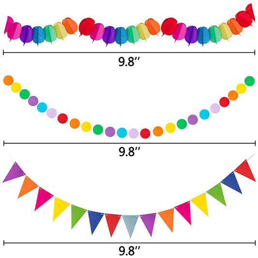 Party Decoration Festival Set Birthday Bunting Paper Pom Poms Supplies Garland Hanging