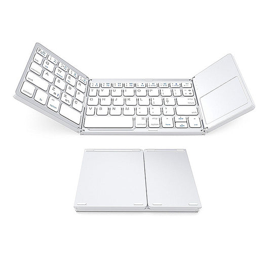 Multi Device Universal Wireless Bluetooth Keyboard Foldable Keyboard with Touch Pad for iOS Android Windows iPhone iPad Tablet MAC - White