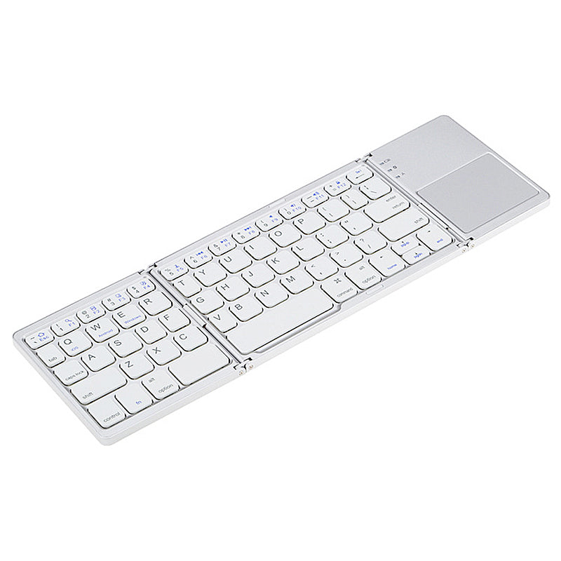 Multi Device Universal Wireless Bluetooth Keyboard Foldable Keyboard with Touch Pad for iOS Android Windows iPhone iPad Tablet MAC - White
