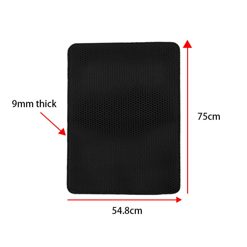 Double Layer Cat Litter Mat Non Slip Cat Litter Trapper Washable Pad for Cats Litter Box Paw Clean - Black