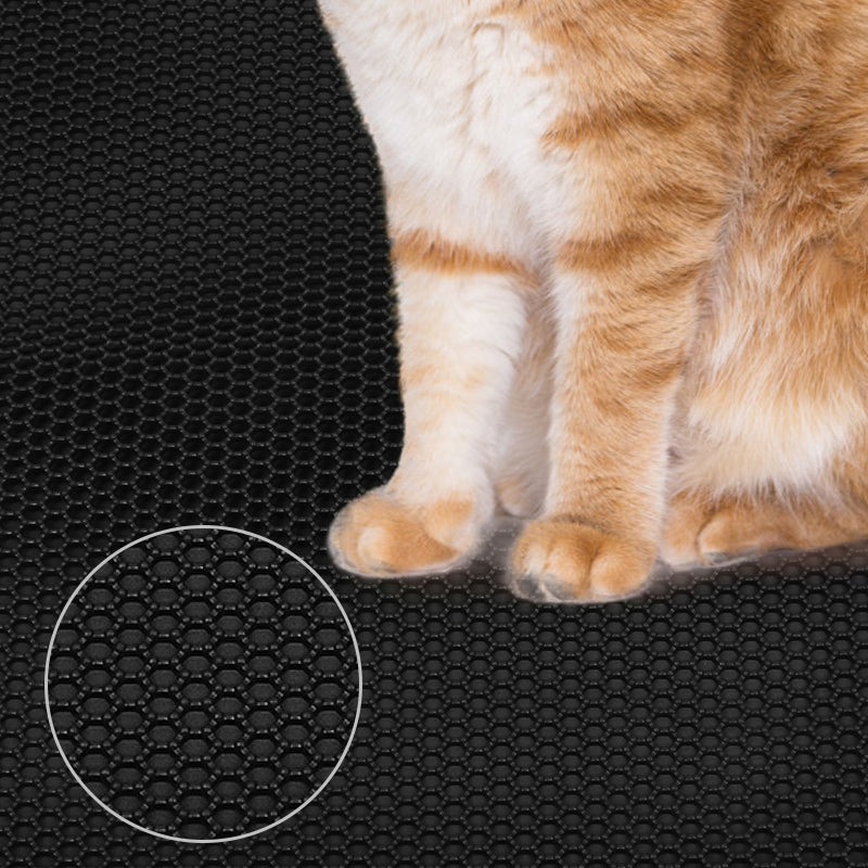 Double Layer Cat Litter Mat Non Slip Cat Litter Trapper Washable Pad for Cats Litter Box Paw Clean - Black