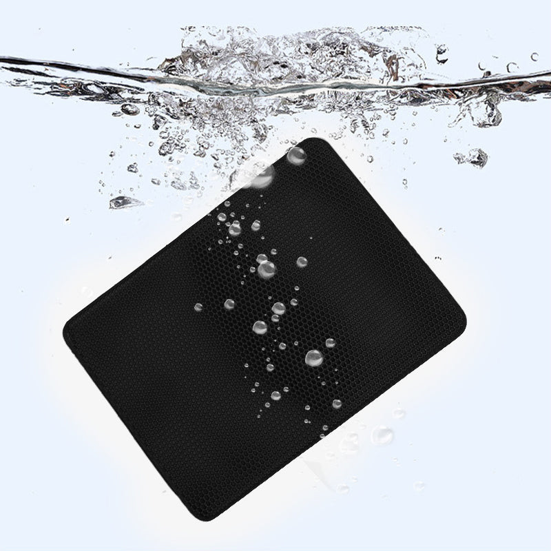 Double Layer Cat Litter Mat Non Slip Cat Litter Trapper Washable Pad for Cats Litter Box Paw Clean - Black