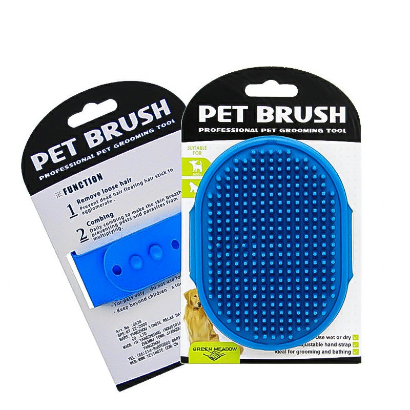 Pet Grooming Brush Cat Dog Detaining Massage Rubber Pad For Long and Short Hair - Blue