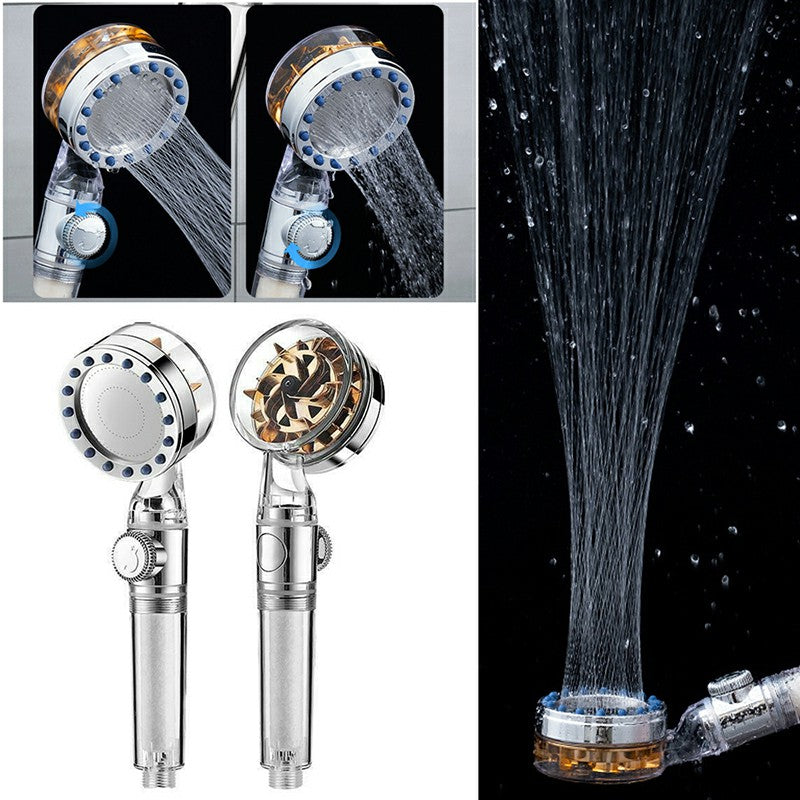 Handheld Turbocharged Pressure Propeller Shower Adjustable Shower Head - Transparent