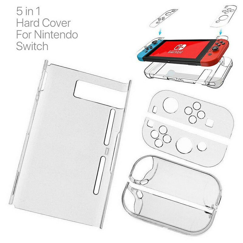 5 in 1 Nintendo Switch Transparent Clear Shockproof Protective Hard Case Cover