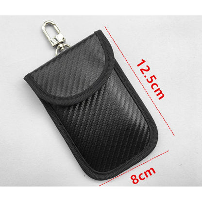 Carbon Fiber Car Remote Key Signal Blocker Case Fob Pouch eyless RFID Shielding Pouch with Key Ring