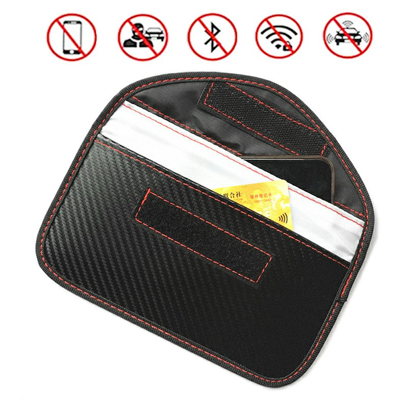 Carbon Fiber Signal Blocker Case Fob Pouch RFID Blocking Pouch Shielding Bag for Cellphone Car Remote