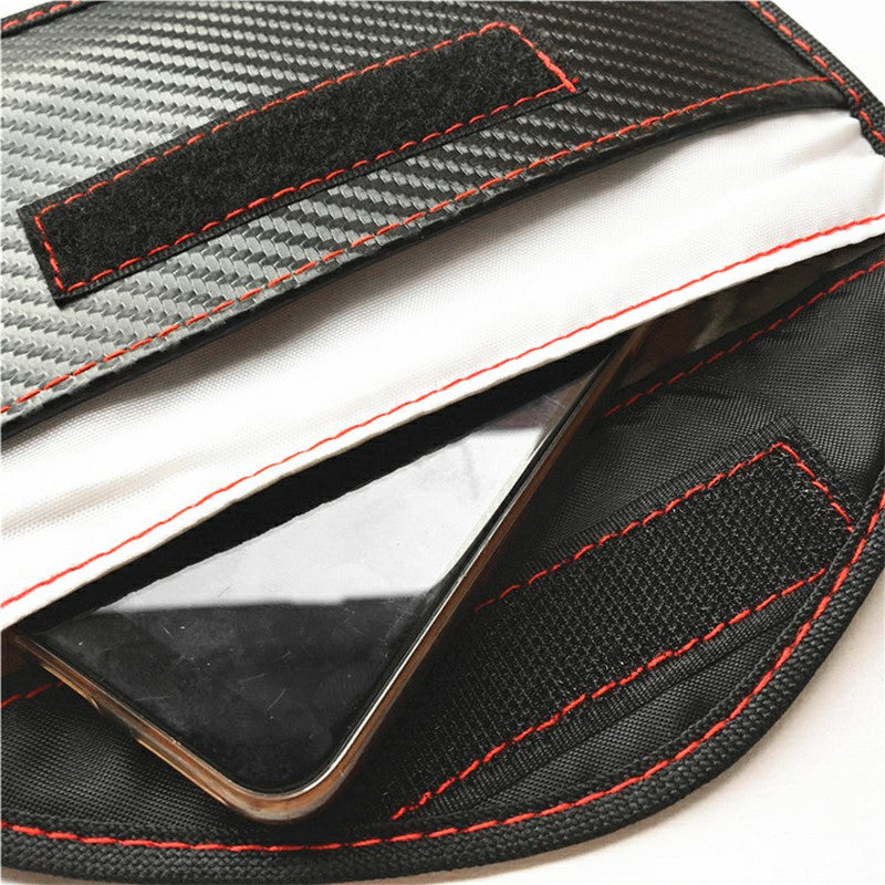 Carbon Fiber Signal Blocker Case Fob Pouch RFID Blocking Pouch Shielding Bag for Cellphone Car Remote