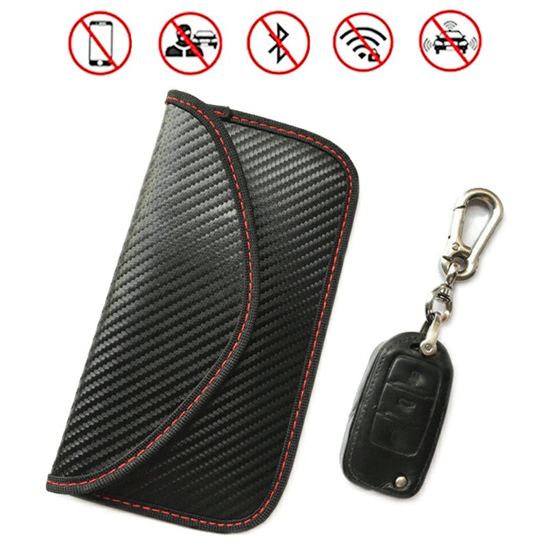 Carbon Fiber Signal Blocker Case Fob Pouch RFID Blocking Pouch Shielding Bag for Cellphone Car Remote