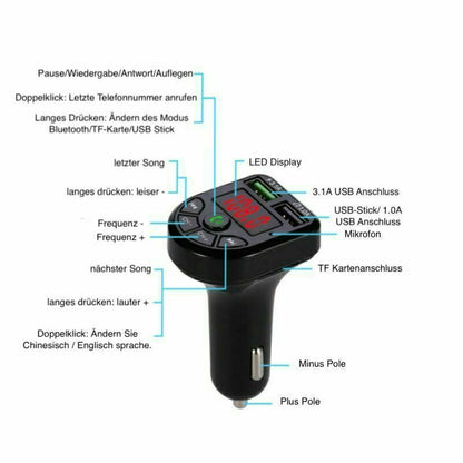 Wireless Car Kit FM Transmitter Bluetooth Radio MP3 Music Player USB Charger