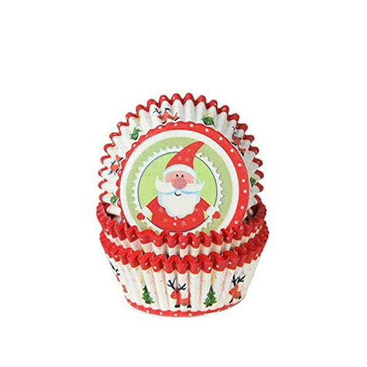 100 pcs Christmas Mini Cupcake Liners Colorful Paper Ideal for Holidays and Parties - Santa Claus