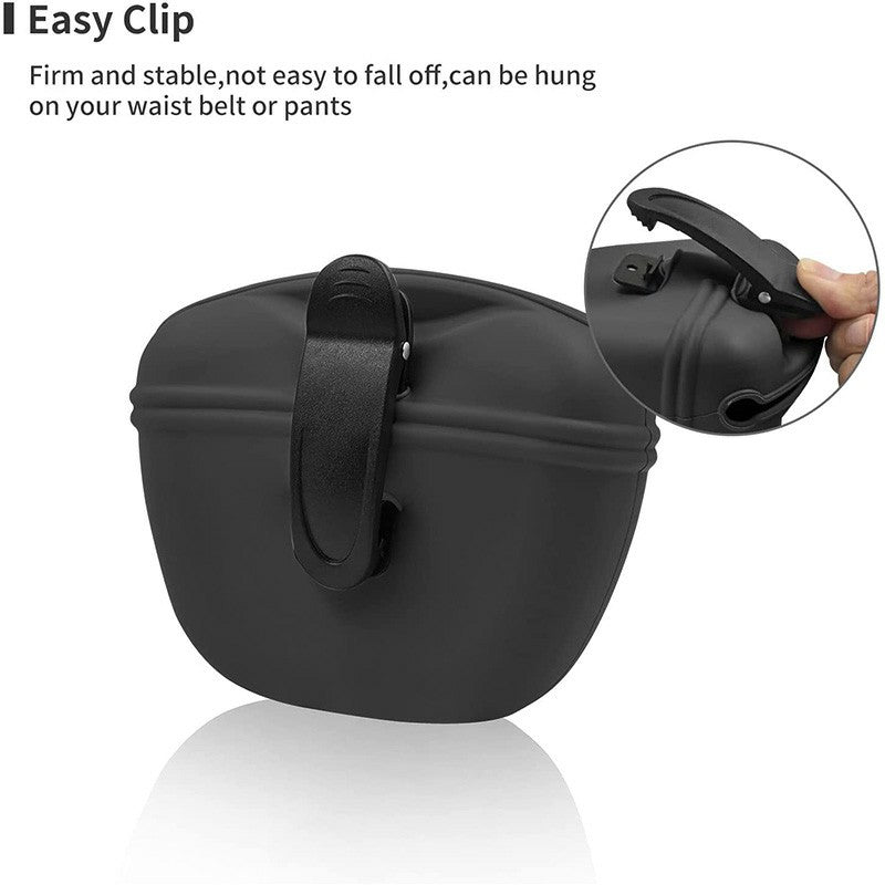 Dog Food Treat Bag Waist Storage Holder Walking Dog Training - Black