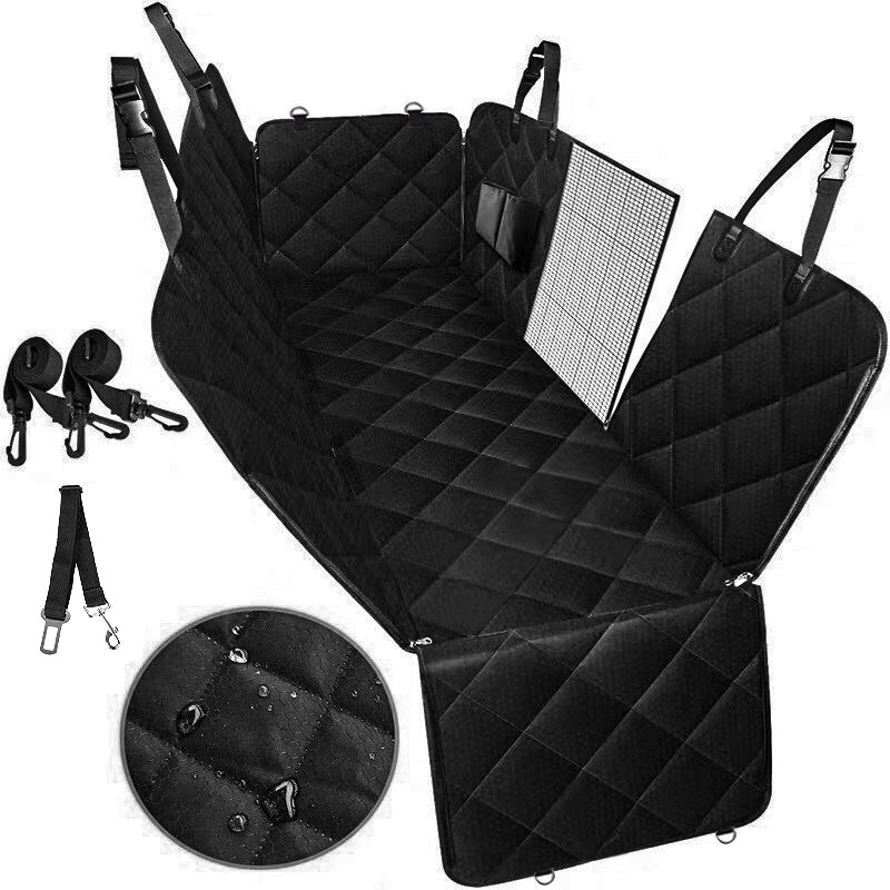 Dog Car Seat Cover Heavy Duty 600D Waterproof Pet Mat Rear Back Seat Hammock - Black