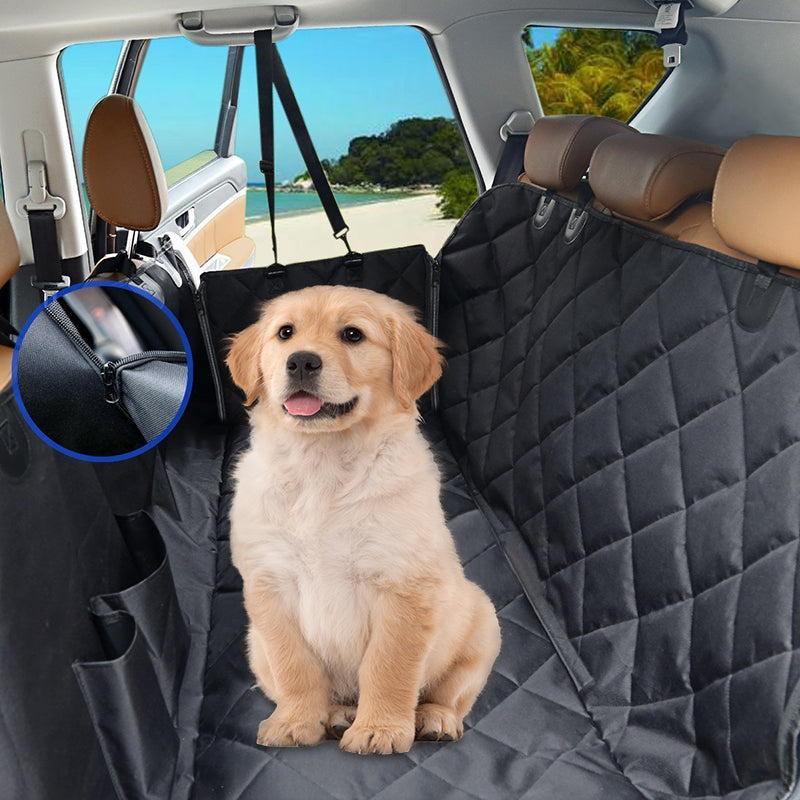 Dog Car Seat Cover Heavy Duty 600D Waterproof Pet Mat Rear Back Seat Hammock - Black