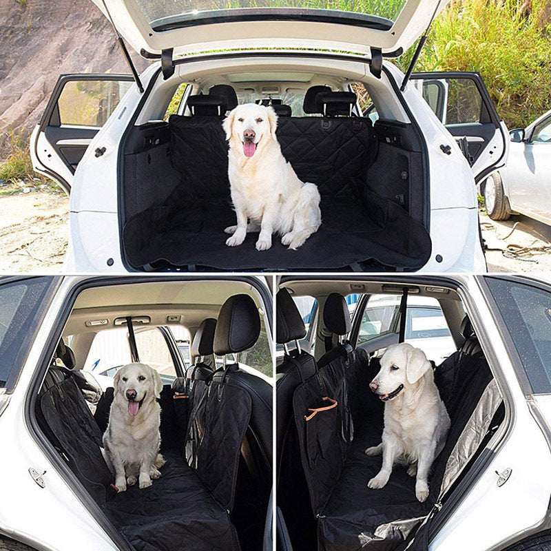 Dog Car Seat Cover Heavy Duty 600D Waterproof Pet Mat Rear Back Seat Hammock - Black