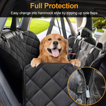 Dog Car Seat Cover Heavy Duty 600D Waterproof Pet Mat Rear Back Seat Hammock - Black