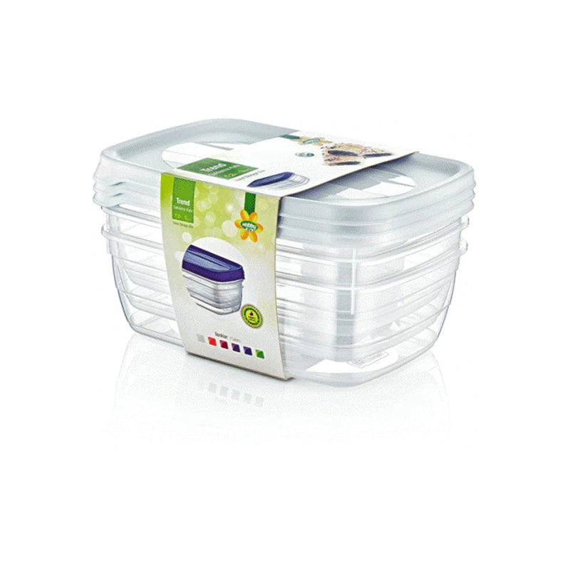 3pcs Round Storage Box Sets 1.2L with Lids - Random Colours